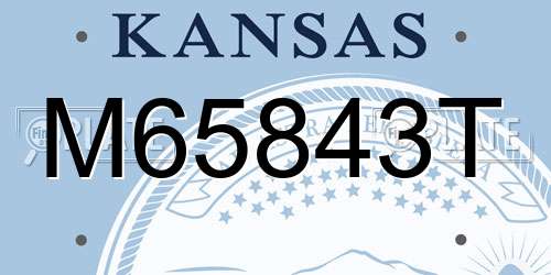 M65843T Kansas License Plate