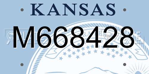 M668428 Kansas License Plate