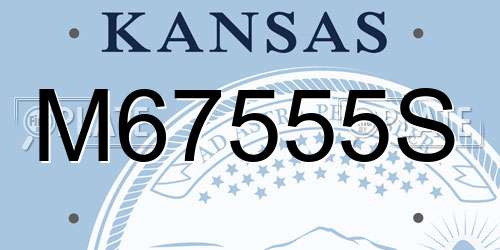 M67555S Kansas License Plate
