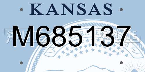 M685137 Kansas License Plate
