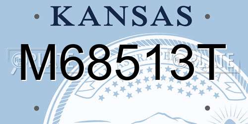 M68513T Kansas License Plate
