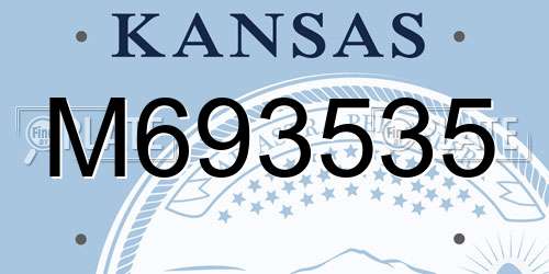 M693535 Kansas License Plate