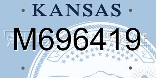 M696419 Kansas License Plate