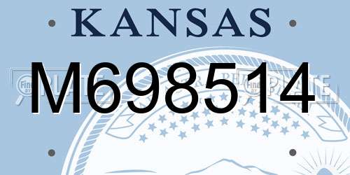 M698514 Kansas License Plate