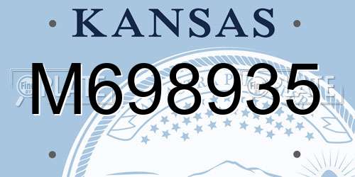 M698935 Kansas License Plate