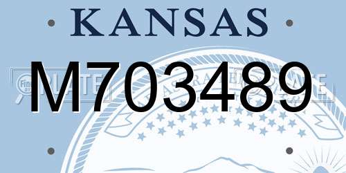 M703489 Kansas License Plate