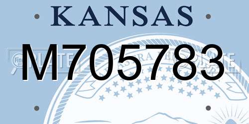 M705783 Kansas License Plate