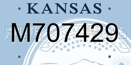 M707429 Kansas License Plate