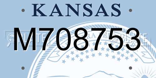 M708753 Kansas License Plate