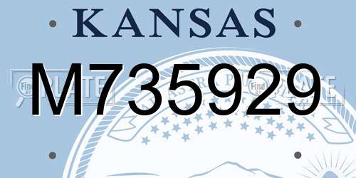 M735929 Kansas License Plate
