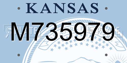 M735979 Kansas License Plate
