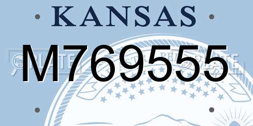 M769555 Kansas License Plate