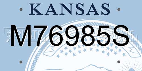 M76985S Kansas License Plate