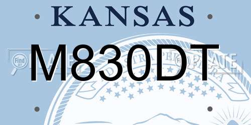 M830DT Kansas License Plate