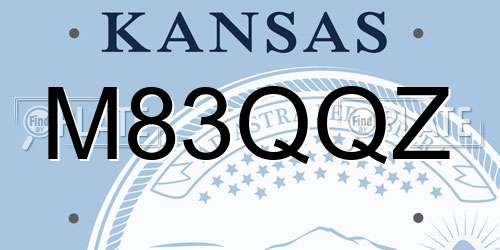 M83QQZ Kansas License Plate