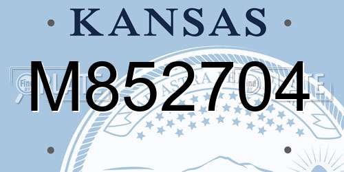 M852704 Kansas License Plate