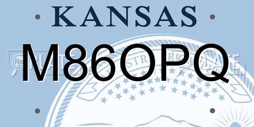 M86OPQ Kansas License Plate
