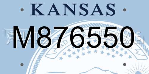 M876550 Kansas License Plate