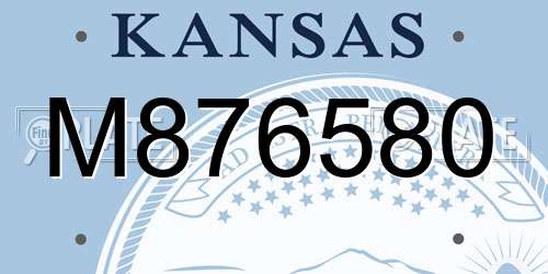 M876580 Kansas License Plate