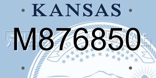 M876850 Kansas License Plate