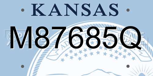 M87685Q Kansas License Plate