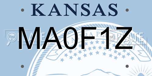 MA0F1Z Kansas License Plate