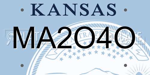 MA2O4O Kansas License Plate