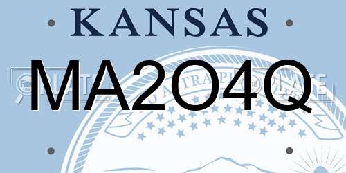 MA2O4Q Kansas License Plate