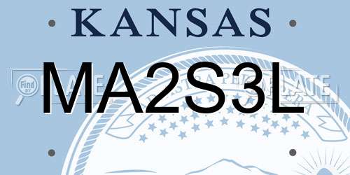 MA2S3L Kansas License Plate