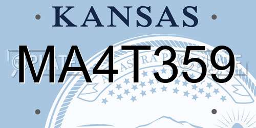 MA4T359 Kansas License Plate