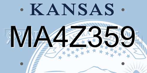 MA4Z359 Kansas License Plate