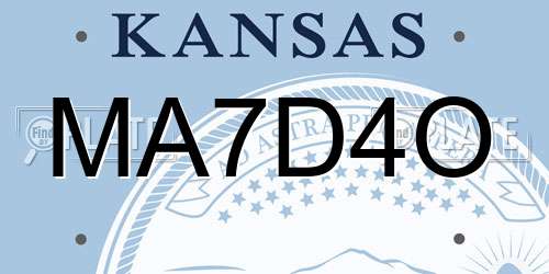MA7D4O Kansas License Plate