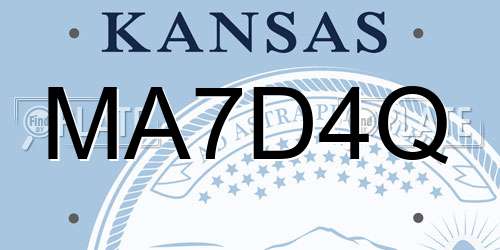 MA7D4Q Kansas License Plate