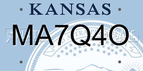 MA7Q4O Kansas License Plate