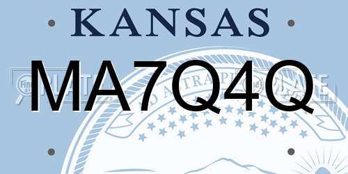 MA7Q4Q Kansas License Plate