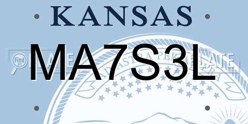 MA7S3L Kansas License Plate