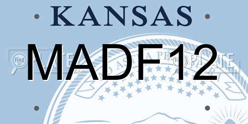 MADF12 Kansas License Plate