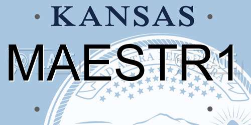MAESTR1 Kansas License Plate