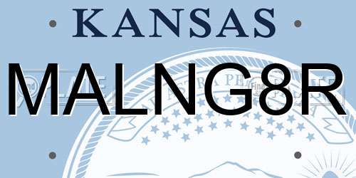 MALNG8R Kansas License Plate