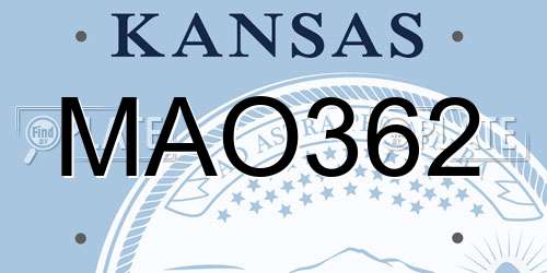 MAO362 Kansas License Plate