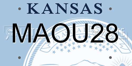 MAOU28 Kansas License Plate