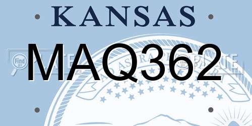 MAQ362 Kansas License Plate
