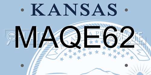 MAQE62 Kansas License Plate