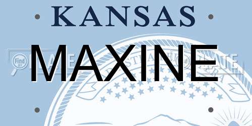 MAXINE Kansas License Plate