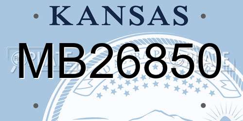 MB26850 Kansas License Plate