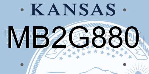 MB2G880 Kansas License Plate