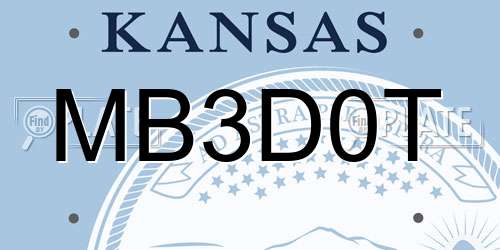 MB3D0T Kansas License Plate