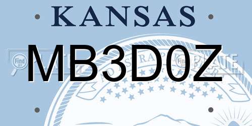 MB3D0Z Kansas License Plate