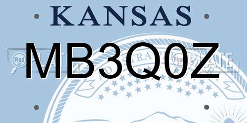 MB3Q0Z Kansas License Plate