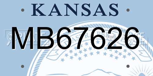MB67626 Kansas License Plate